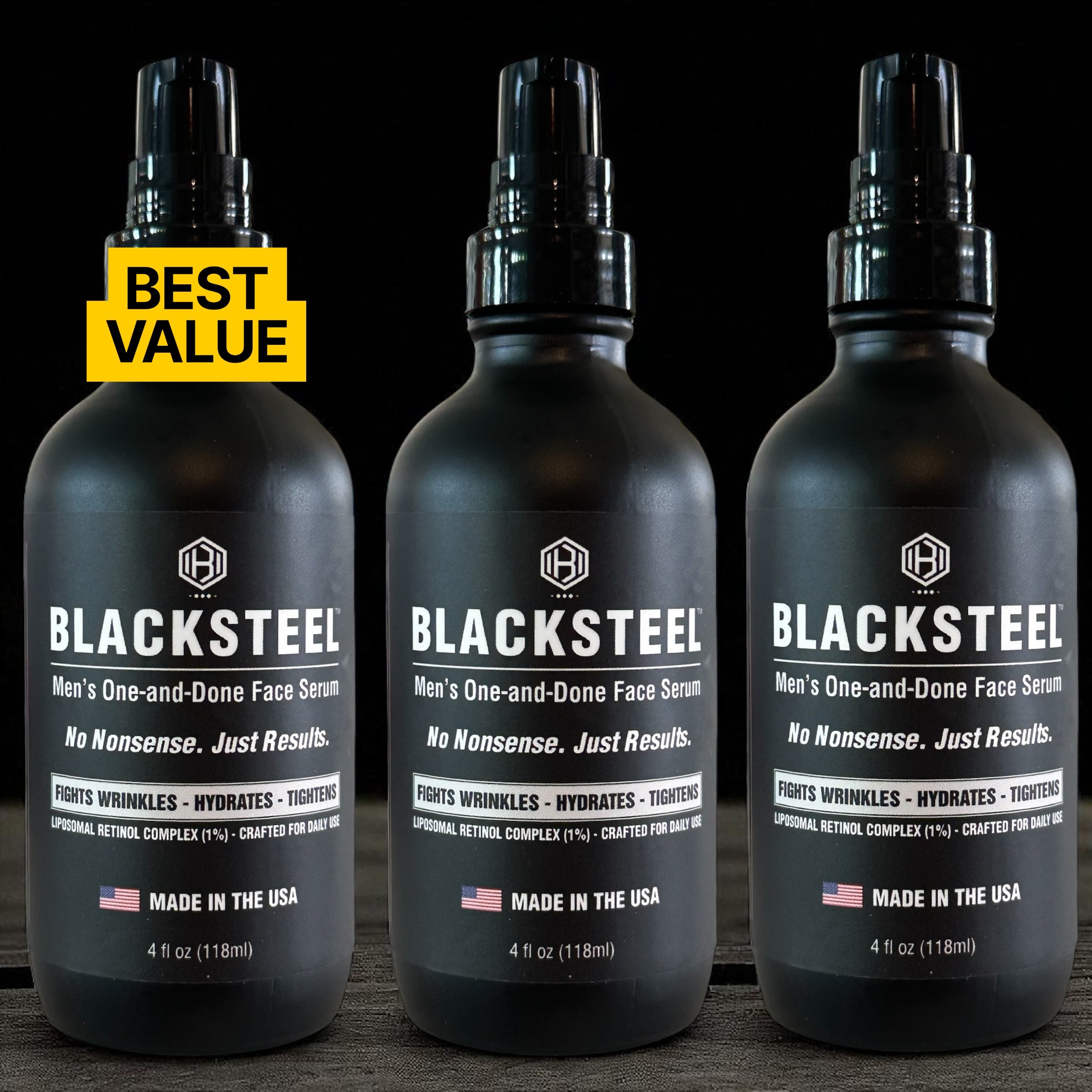 Three bottles of BLACKSTEEL men&
