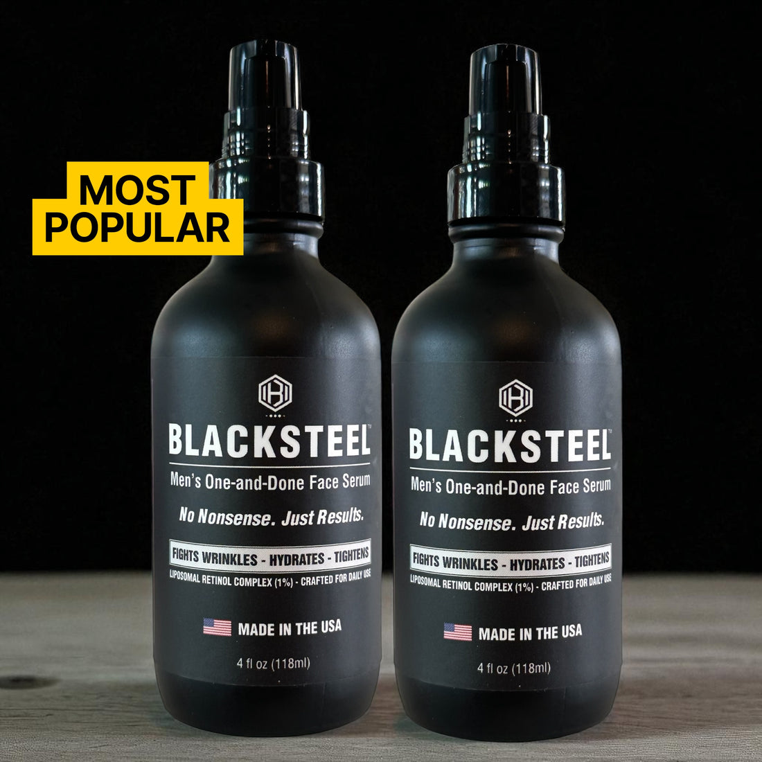 Two bottles of BLACKSTEEL men&