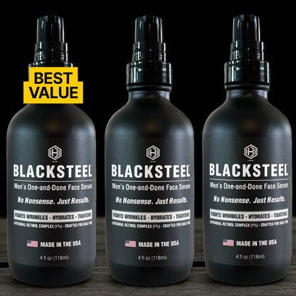 Three bottles of BLACKSTEEL men&